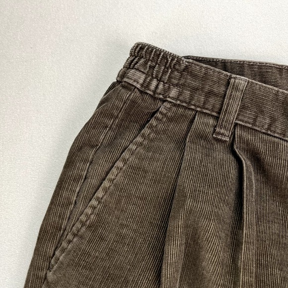 Vintage Towncraft Corduroy Pants Mens 36x32 Brown Chino Pleated Straight Leg 90s - Picture 3 of 13
